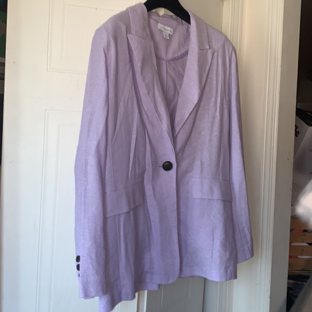 Liz Clairboune | Classic Fit Linen Blazer in Lavender Size 6 - Picture 2 of 11